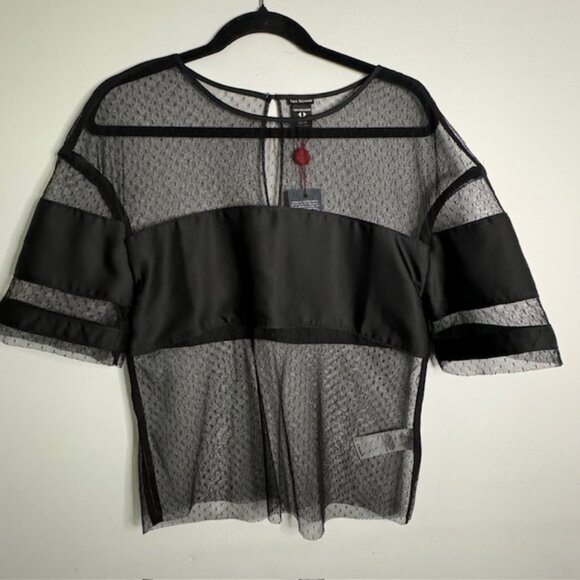 True Religion Black Varsity Tulle Top Blouse Size XS NEW!!! - Picture 1 of 7
